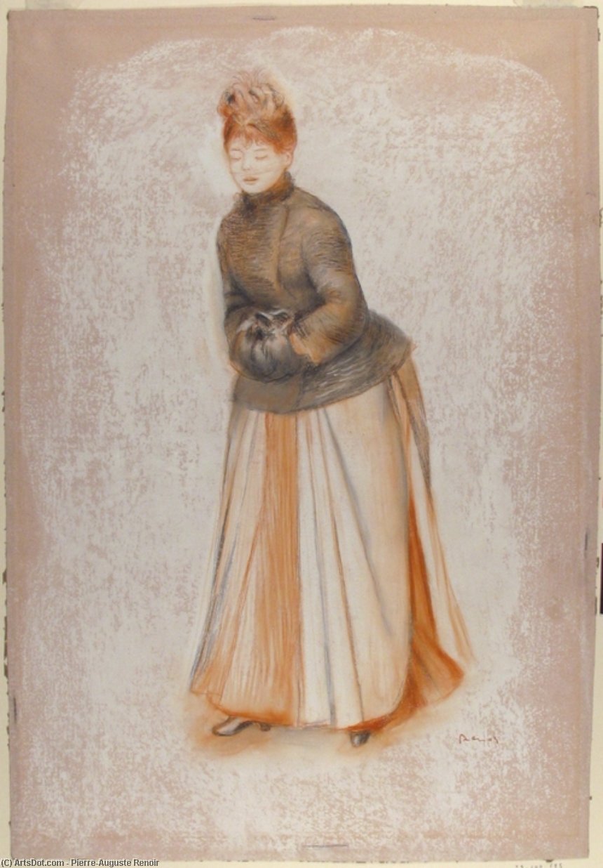 Wikioo.org - Bách khoa toàn thư về mỹ thuật - Vẽ tranh, Tác phẩm nghệ thuật Pierre-Auguste Renoir - Young Woman with a Muff
