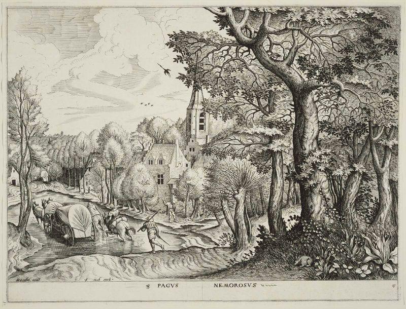 Wikioo.org - The Encyclopedia of Fine Arts - Painting, Artwork by Pieter Bruegel The Elder - Wooded Region (Pagus nemorosus)