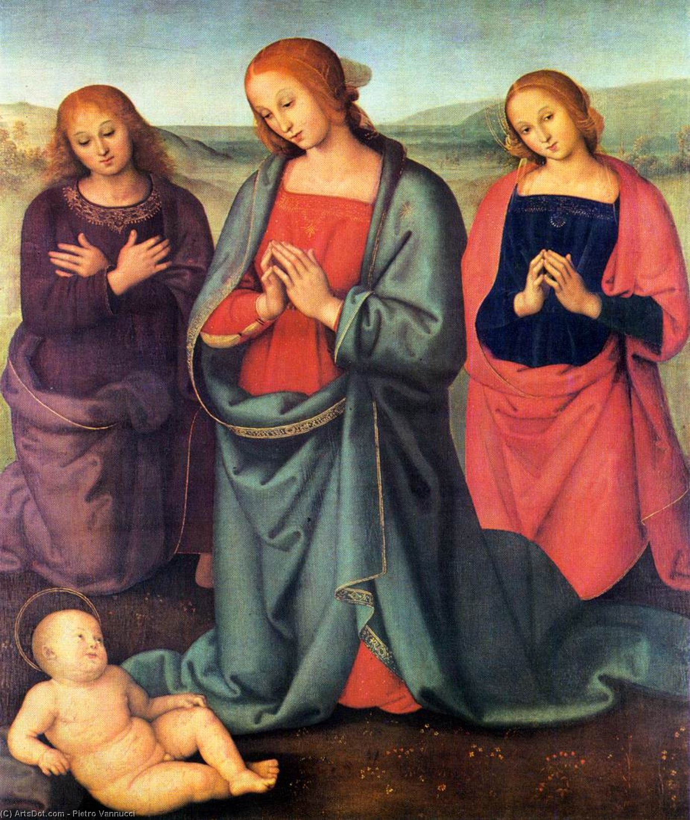Wikioo.org – L'Enciclopedia delle Belle Arti - Pittura, Opere di Vannucci Pietro (Le Perugin) - Madonna con i santi adorare il bambino