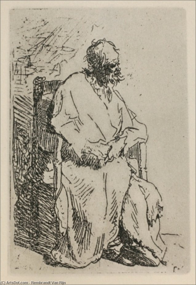 WikiOO.org - 백과 사전 - 회화, 삽화 Rembrandt Van Rijn - A Beggar Sitting in an Elbow Chair