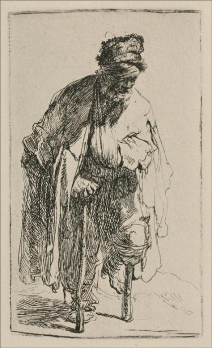 Wikioo.org – L'Encyclopédie des Beaux Arts - Peinture, Oeuvre de Rembrandt Van Rijn - une mendiant  avec  une  en bois  jambe