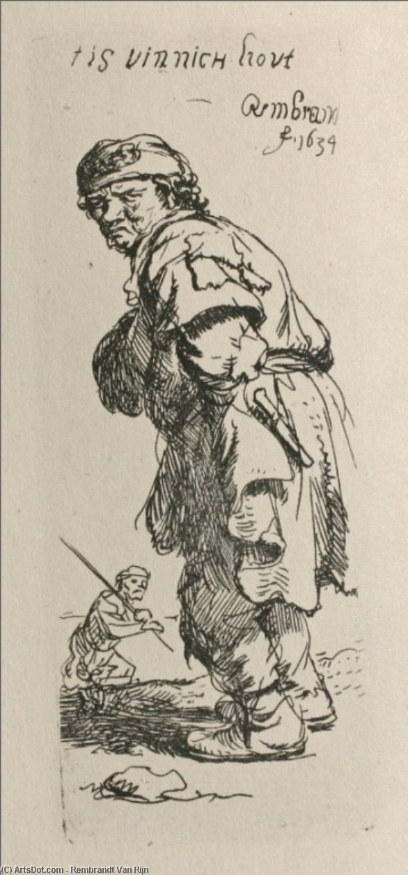 WikiOO.org – 美術百科全書 - 繪畫，作品 Rembrandt Van Rijn - 一个 乞丐 .  和 姊妹篇 , 转身  到 左