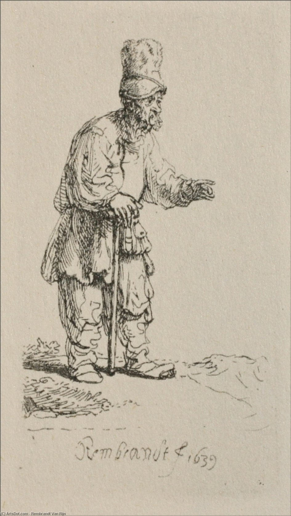 Wikioo.org – L'Enciclopedia delle Belle Arti - Pittura, Opere di Rembrandt Van Rijn - Un ebreo con  Antartico  alta  berretto