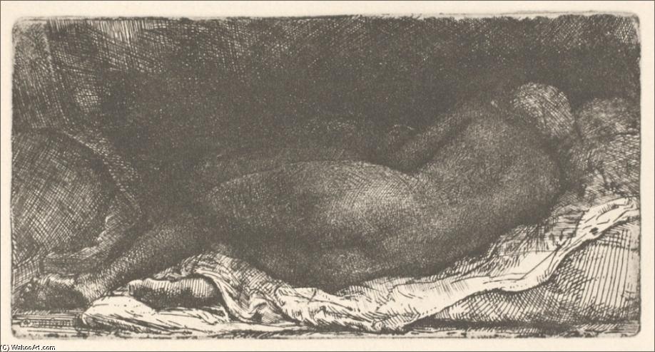 Wikioo.org - Encyklopedia Sztuk Pięknych - Malarstwo, Grafika Rembrandt Van Rijn - A Negress Lying on a Couch