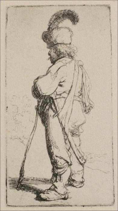 WikiOO.org - Encyclopedia of Fine Arts - Festés, Grafika Rembrandt Van Rijn - A Polander Turned to the Left