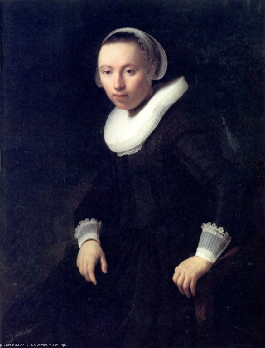 Wikioo.org – L'Enciclopedia delle Belle Arti - Pittura, Opere di Rembrandt Van Rijn - un ritratto di un giovane donna