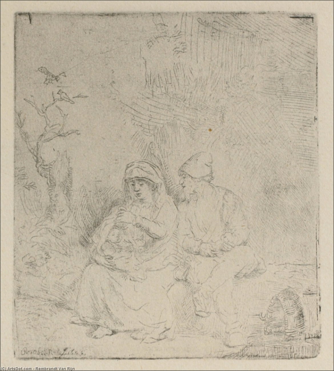WikiOO.org - Encyclopedia of Fine Arts - Maľba, Artwork Rembrandt Van Rijn - A Repose. In Outline