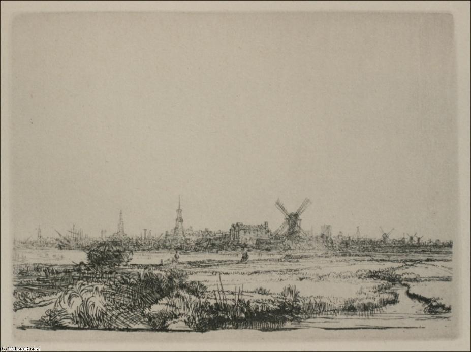 WikiOO.org - 백과 사전 - 회화, 삽화 Rembrandt Van Rijn - A View of Amsterdam