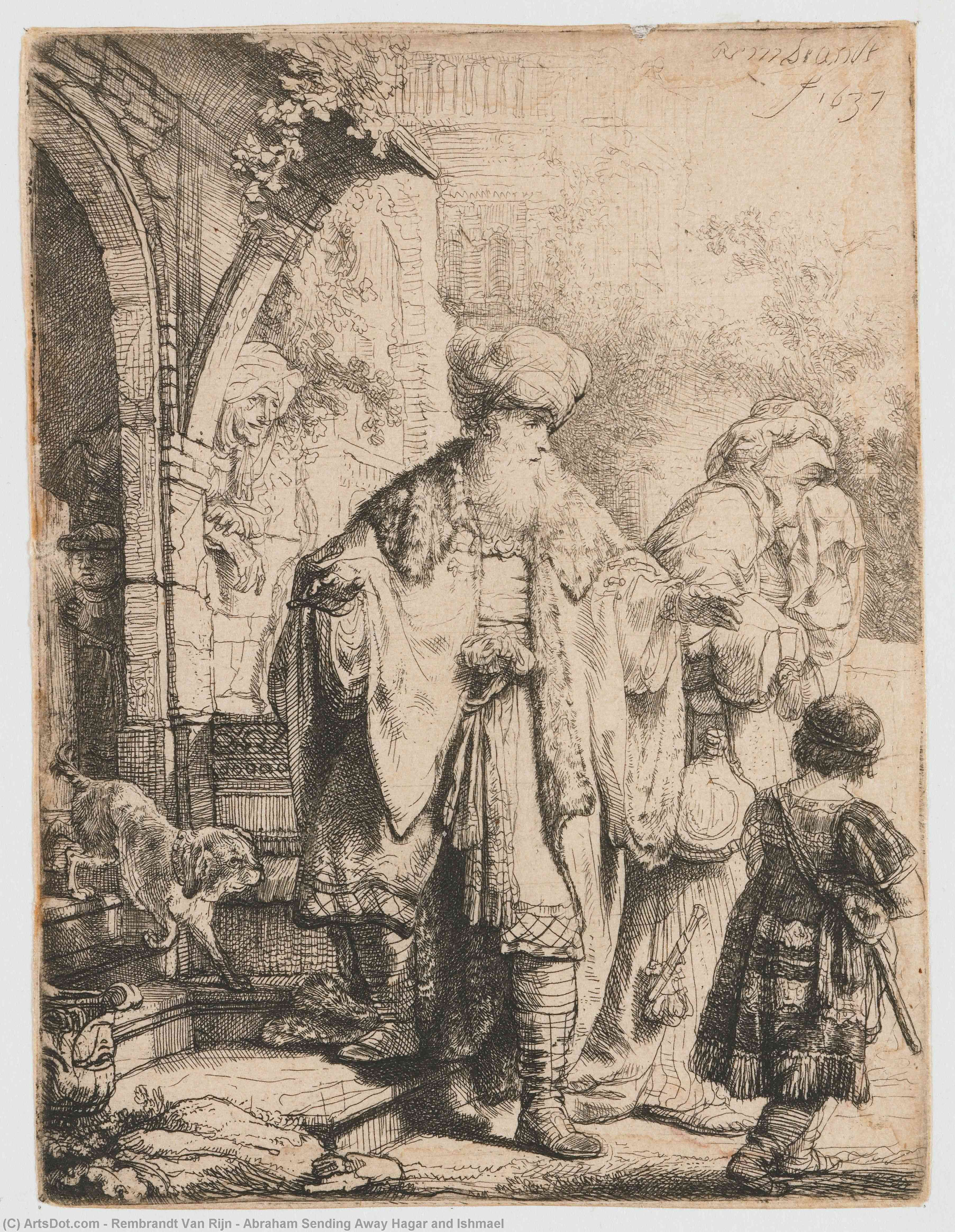 WikiOO.org - 百科事典 - 絵画、アートワーク Rembrandt Van Rijn - アブラハムはハガルとイシュマエルをアウェイ送信します