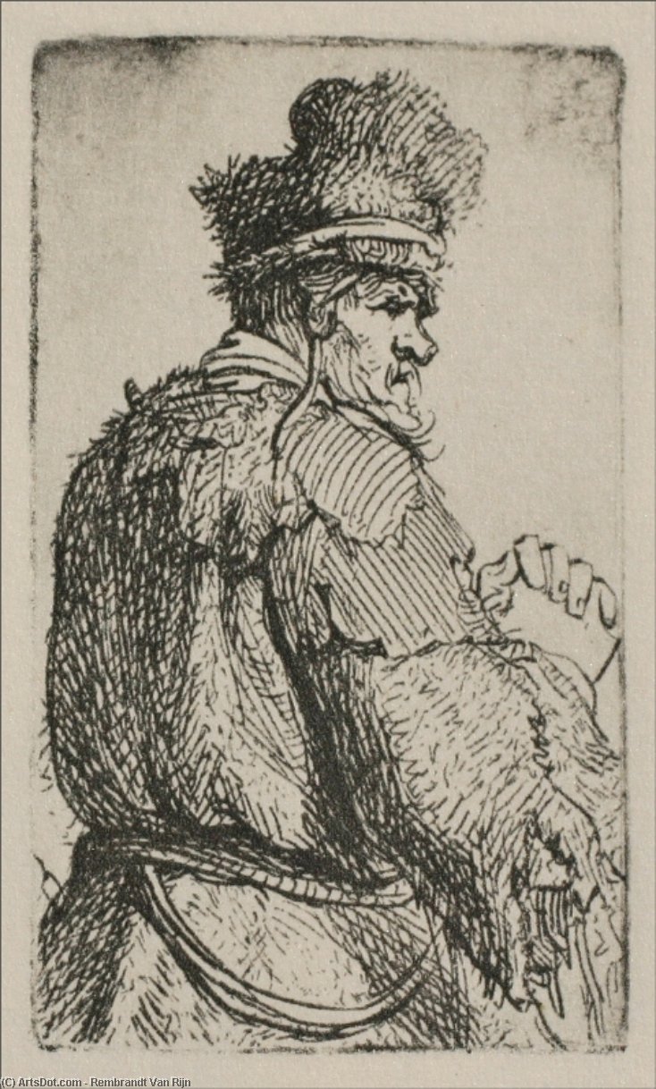 Wikioo.org - Encyklopedia Sztuk Pięknych - Malarstwo, Grafika Rembrandt Van Rijn - An Old Man Seen from Behind
