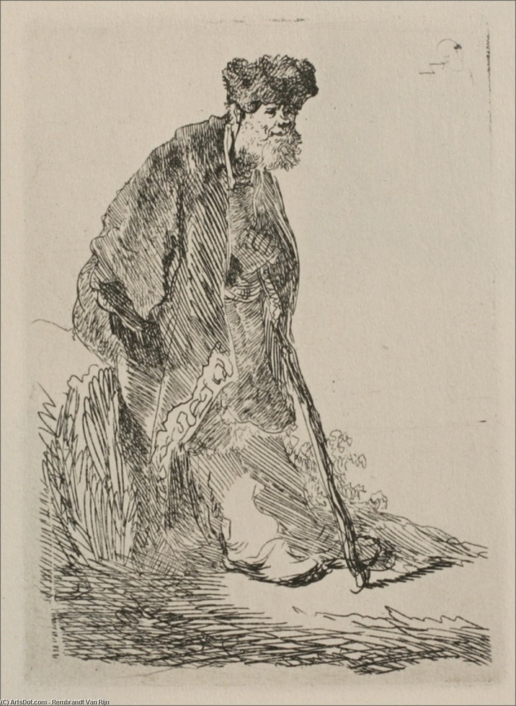 Wikioo.org - Encyklopedia Sztuk Pięknych - Malarstwo, Grafika Rembrandt Van Rijn - An Old Man with a Bushy Beard