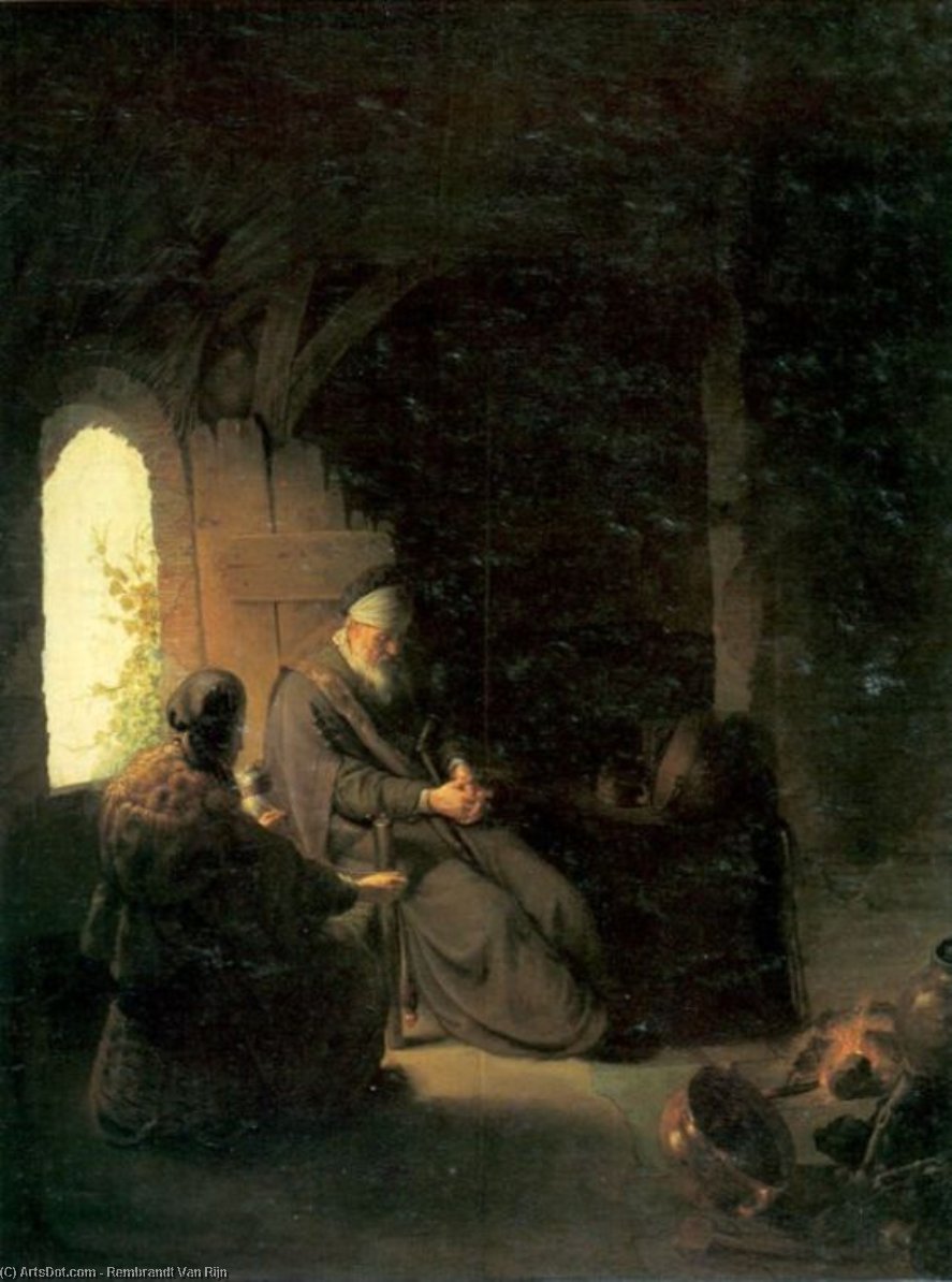 WikiOO.org - 백과 사전 - 회화, 삽화 Rembrandt Van Rijn - Anna and Blind Tobias
