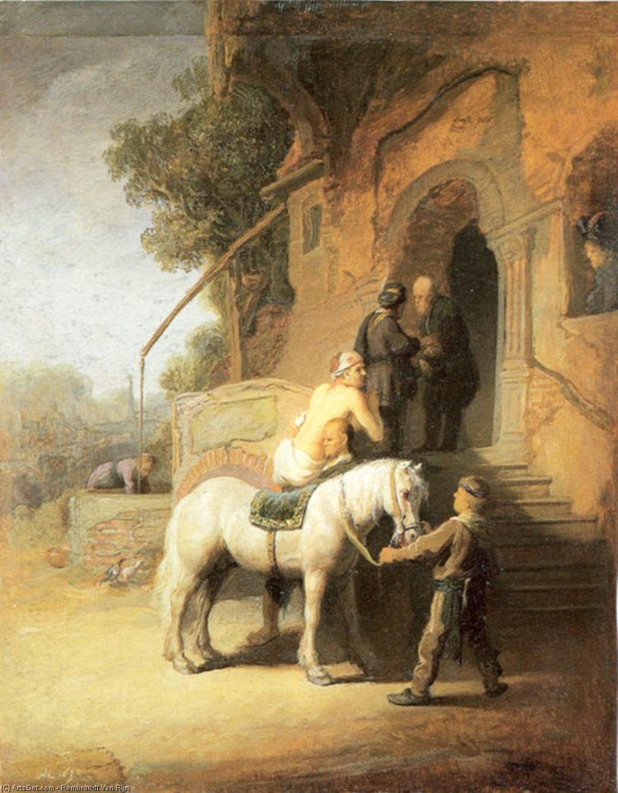 WikiOO.org - אנציקלופדיה לאמנויות יפות - ציור, יצירות אמנות Rembrandt Van Rijn - Charitable Samaritan (aka The Good Samaritan)