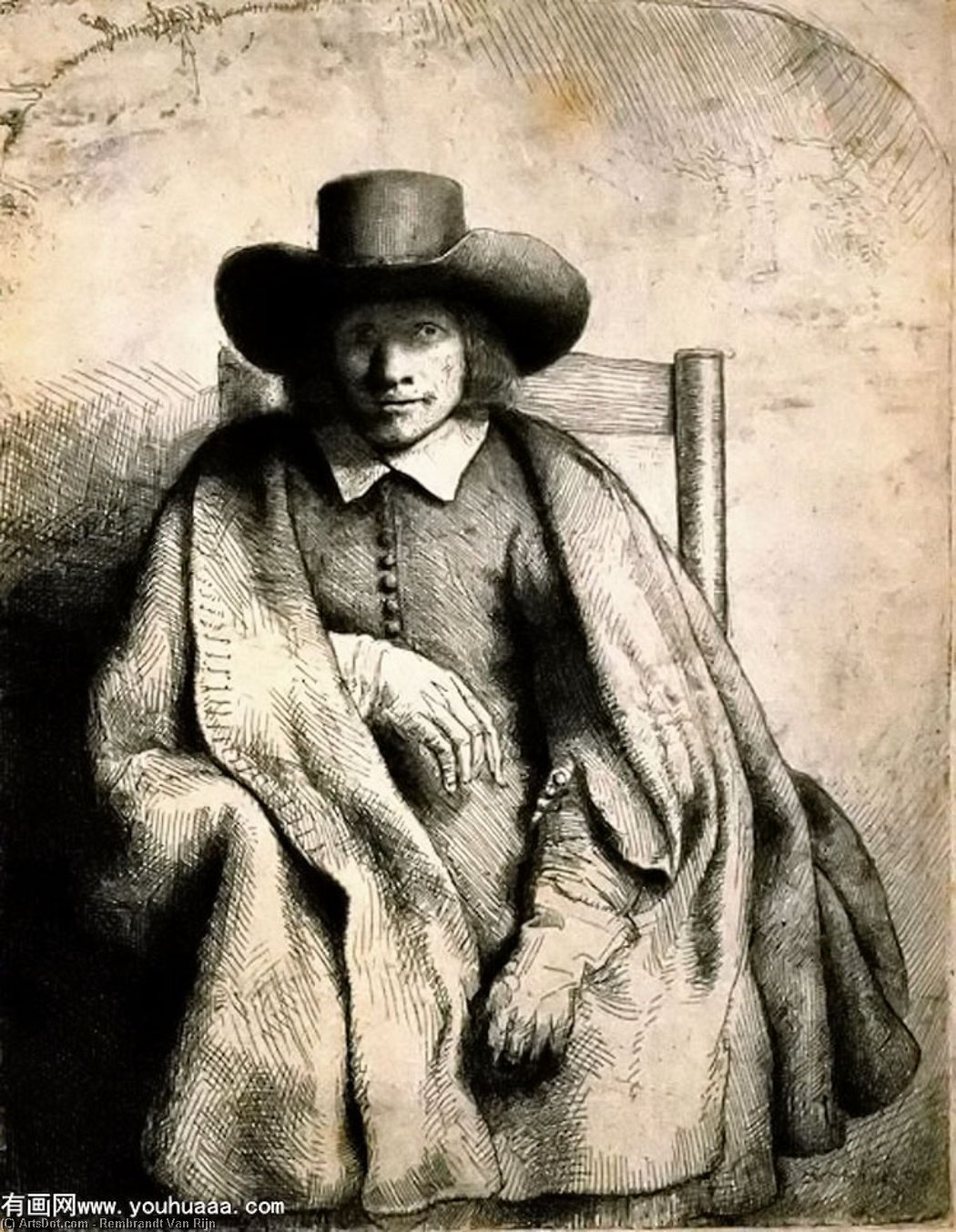 WikiOO.org - 백과 사전 - 회화, 삽화 Rembrandt Van Rijn - Clement de Jonghe Printseller