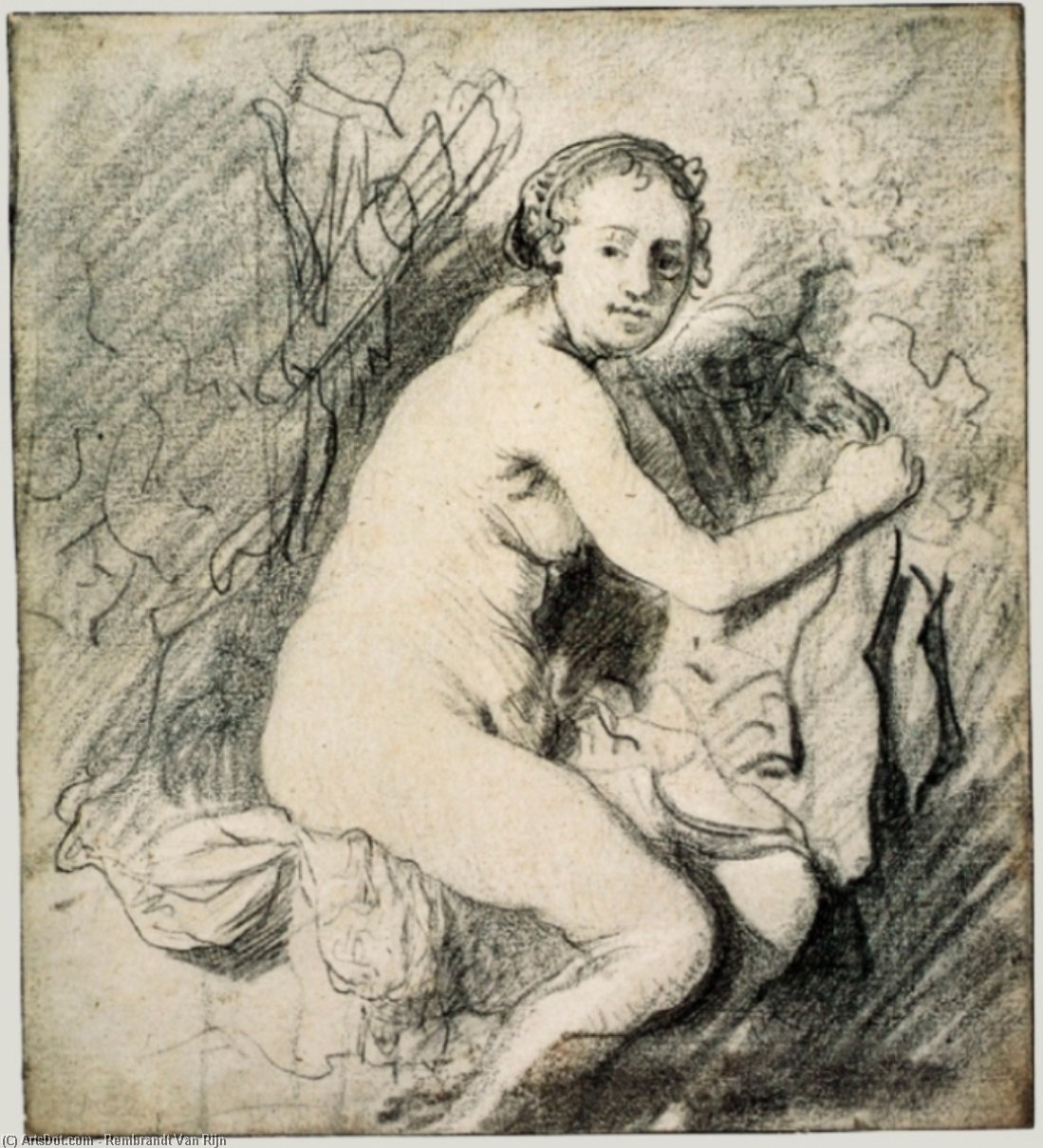 WikiOO.org - Енциклопедия за изящни изкуства - Живопис, Произведения на изкуството Rembrandt Van Rijn - Diana at her Bath