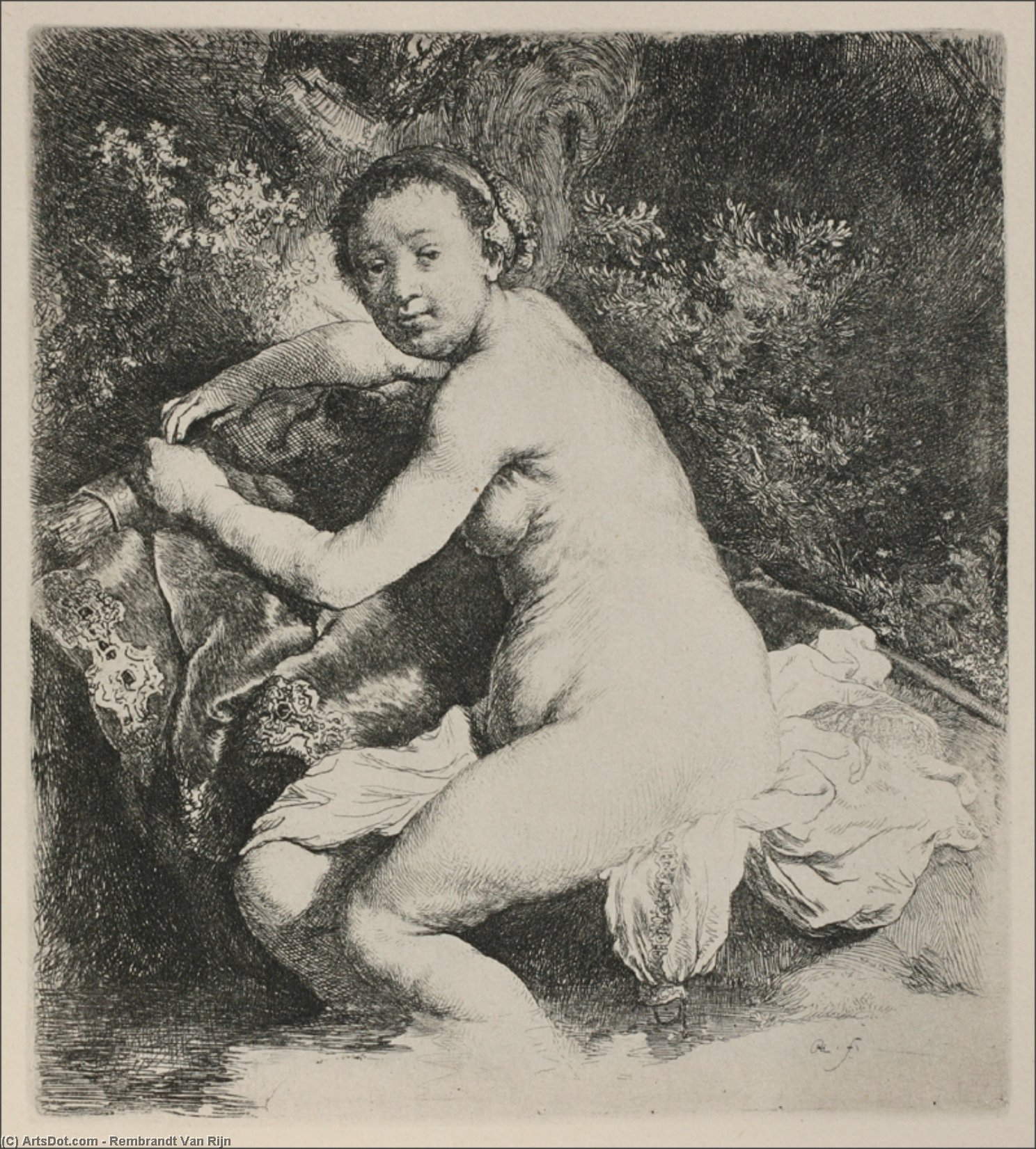 WikiOO.org - Encyclopedia of Fine Arts - Maleri, Artwork Rembrandt Van Rijn - Diana Bathing