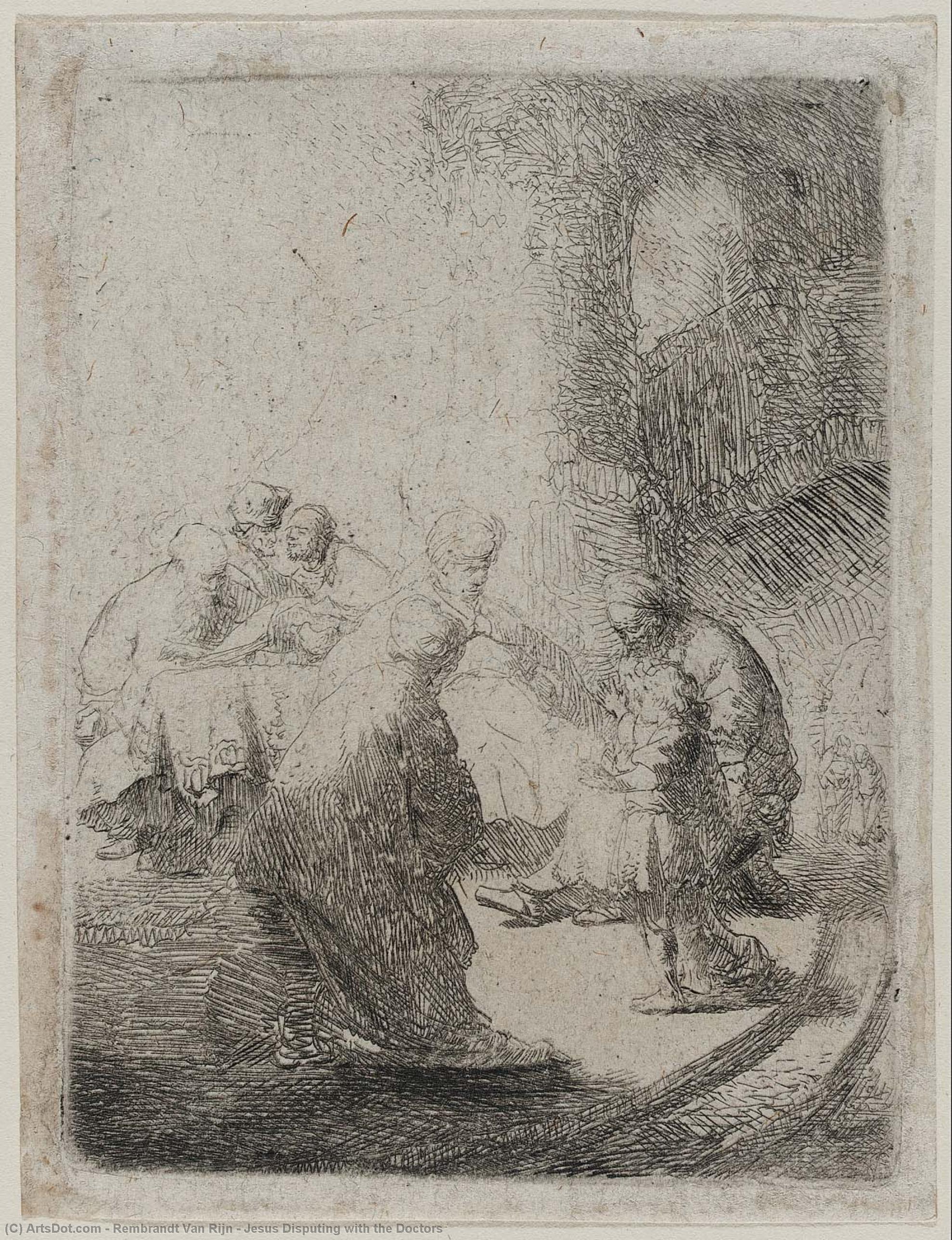 WikiOO.org - Encyclopedia of Fine Arts - Maalaus, taideteos Rembrandt Van Rijn - Jesus Disputing with the Doctors