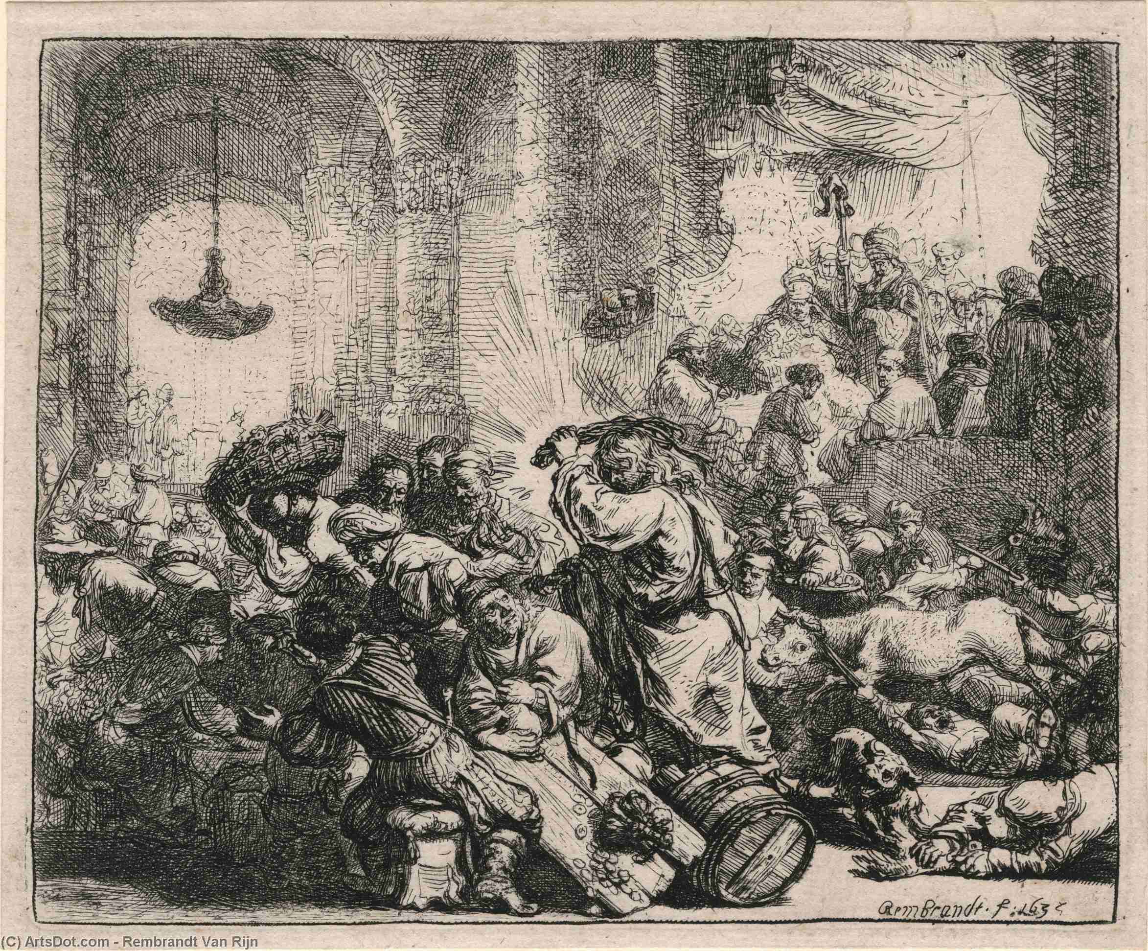 WikiOO.org - Encyclopedia of Fine Arts - Lukisan, Artwork Rembrandt Van Rijn - Jesus Driving out the Money Changers