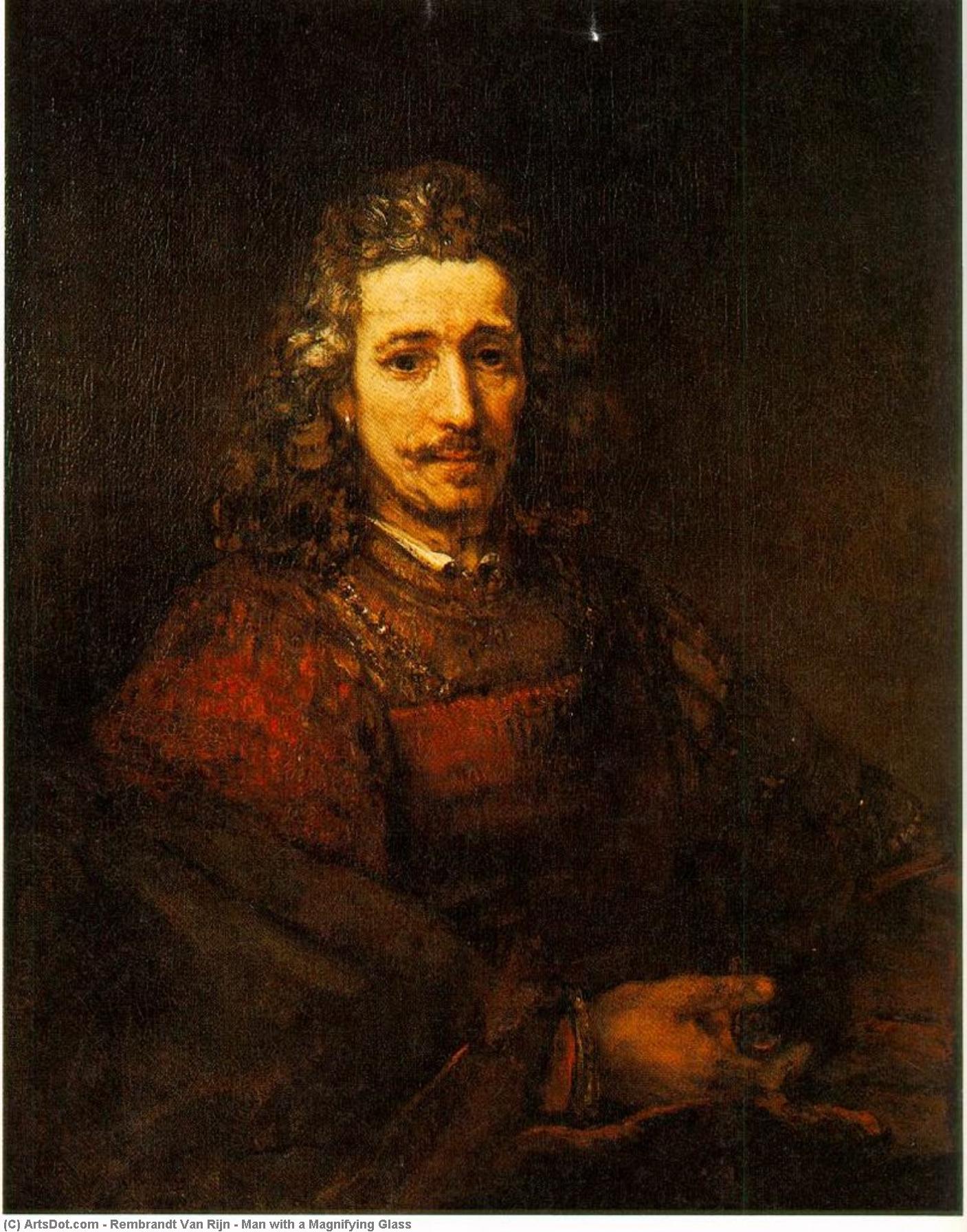 Wikioo.org - The Encyclopedia of Fine Arts - Painting, Artwork by Rembrandt Van Rijn - Man with a Magnifying Glass