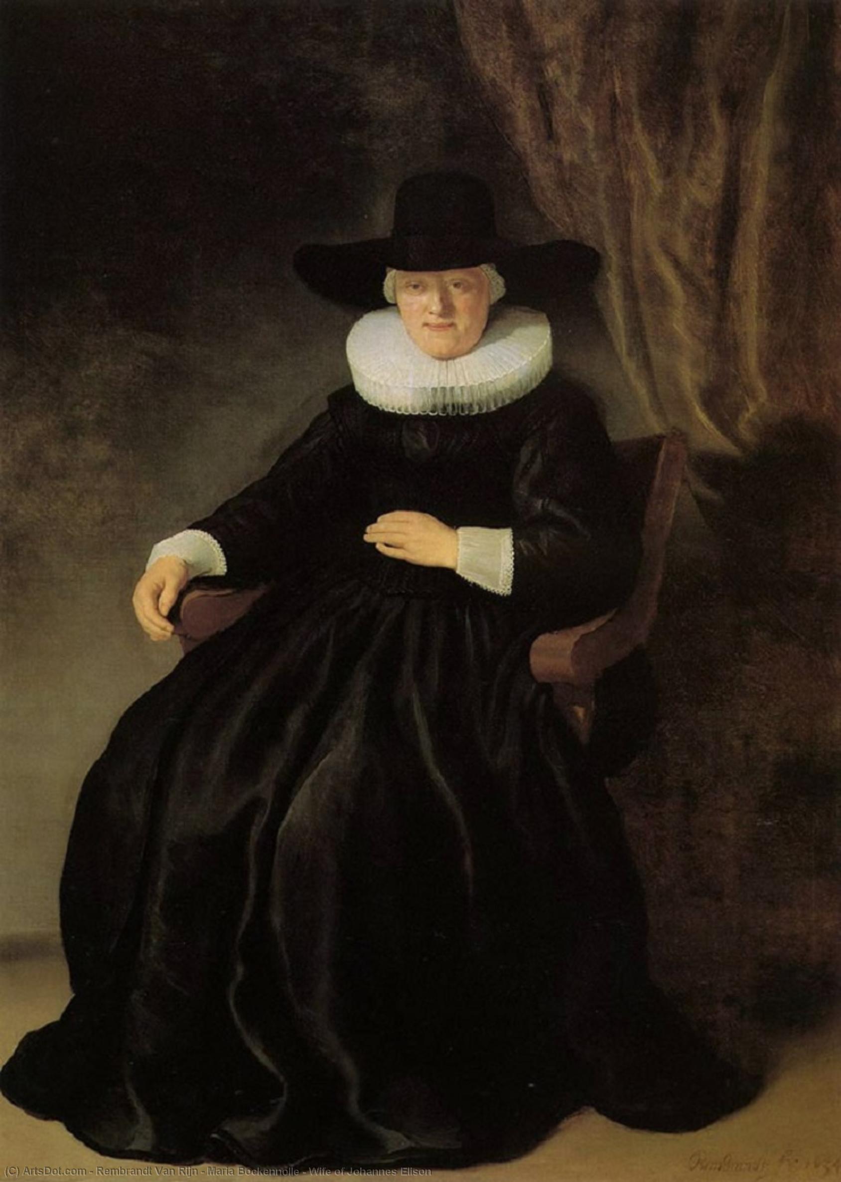 Wikioo.org – La Enciclopedia de las Bellas Artes - Pintura, Obras de arte de Rembrandt Van Rijn - maría bockennolle , Esposa de johannes elison