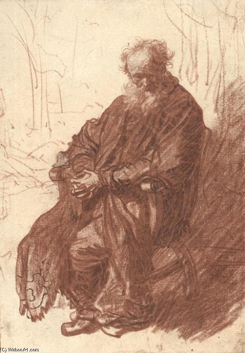 WikiOO.org - Enciklopedija likovnih umjetnosti - Slikarstvo, umjetnička djela Rembrandt Van Rijn - Old Man Seated in an Armchair, Full-length