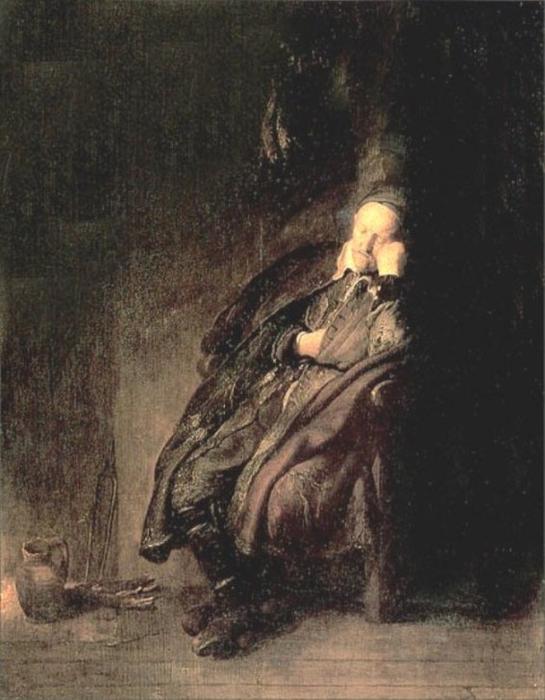 Wikioo.org - The Encyclopedia of Fine Arts - Painting, Artwork by Rembrandt Van Rijn - Old man Sleeping