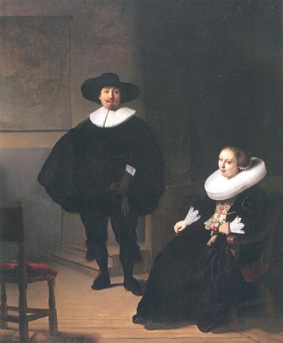 WikiOO.org - Encyclopedia of Fine Arts - Lukisan, Artwork Rembrandt Van Rijn - Portrait of a Couple in an Interior