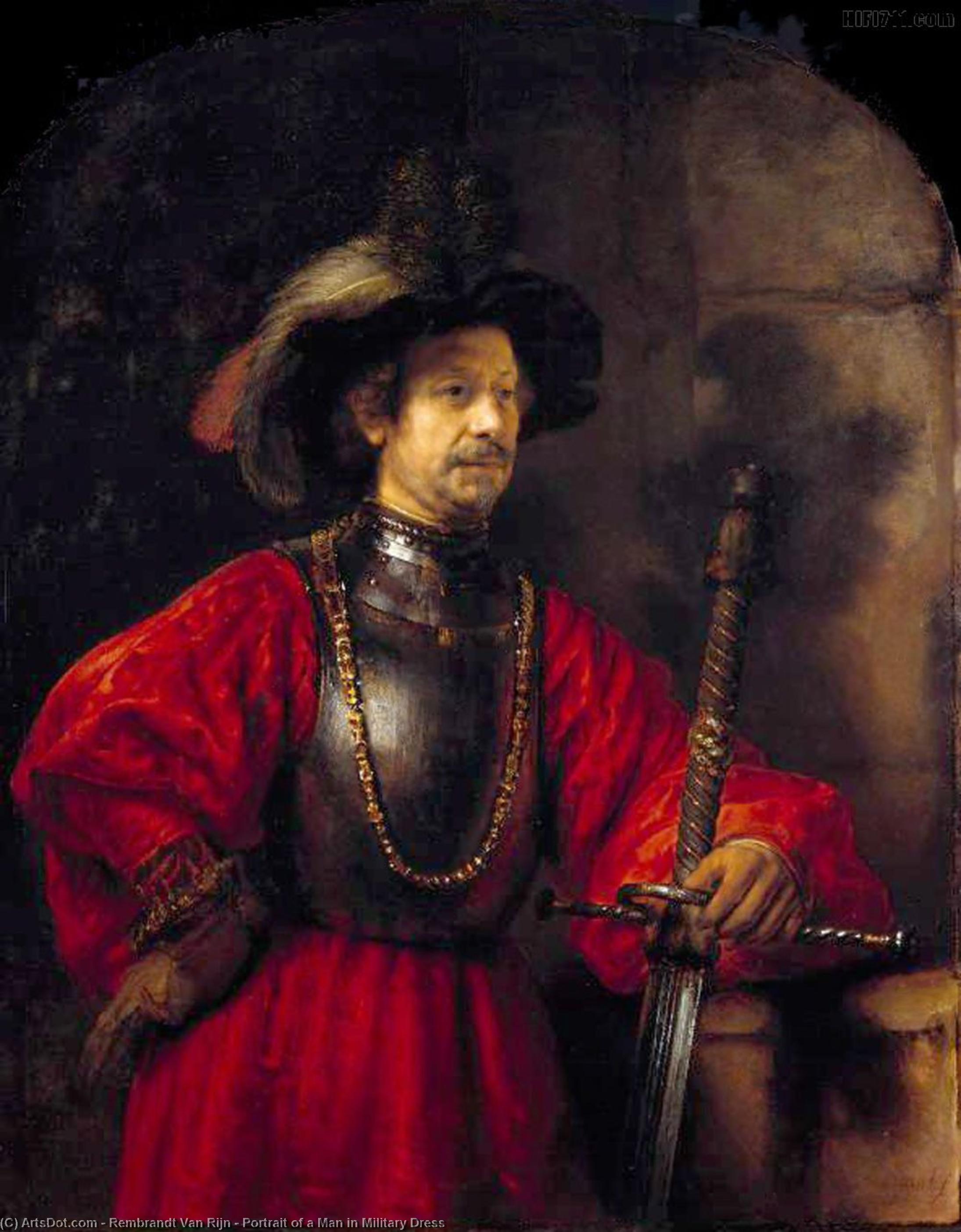 Wikioo.org - The Encyclopedia of Fine Arts - Painting, Artwork by Rembrandt Van Rijn - Portrait of a Man in Military Dress
