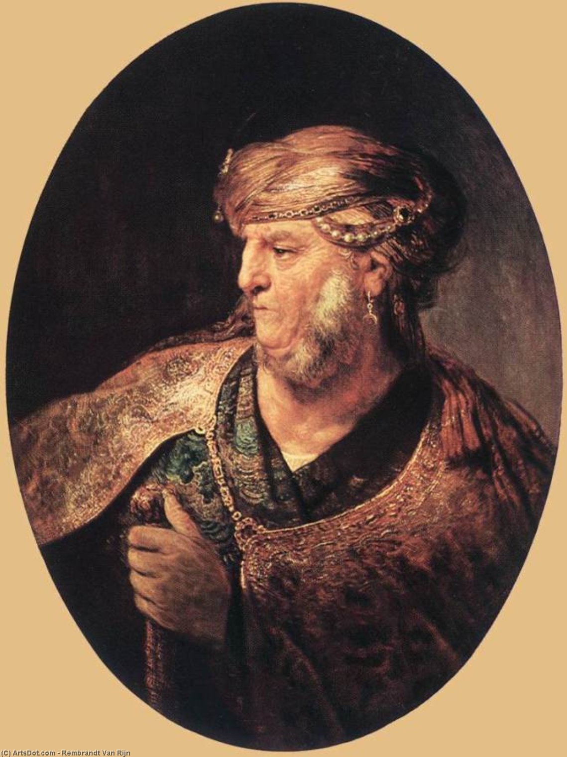 WikiOO.org - Encyclopedia of Fine Arts - Lukisan, Artwork Rembrandt Van Rijn - Portrait of a Man in Oriental Garment