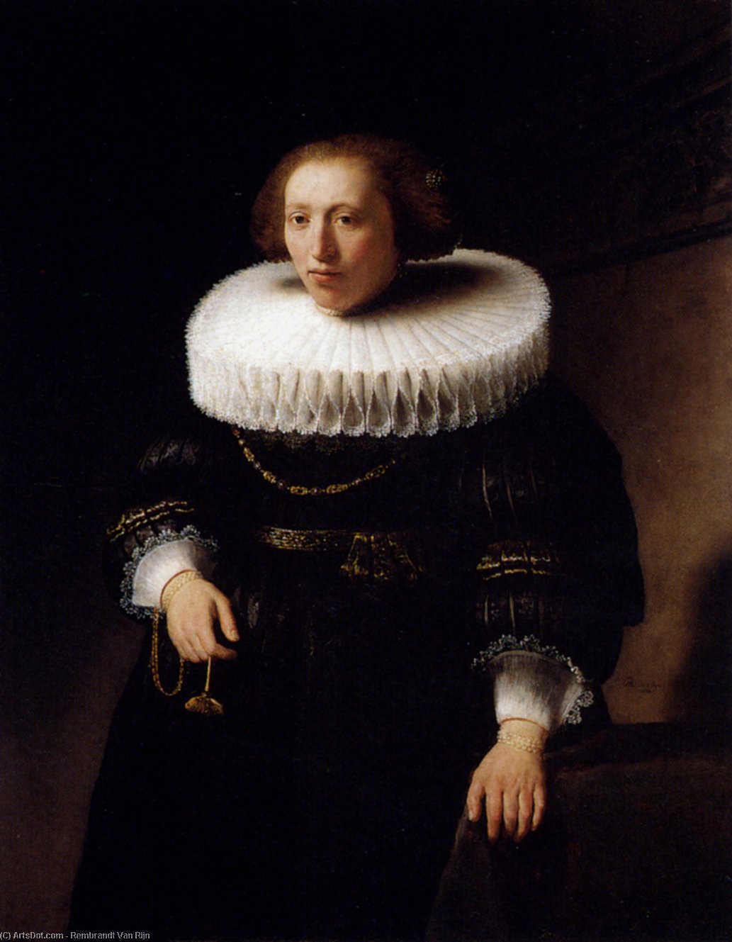 Wikioo.org - The Encyclopedia of Fine Arts - Painting, Artwork by Rembrandt Van Rijn - Portrait of a Standing Woman