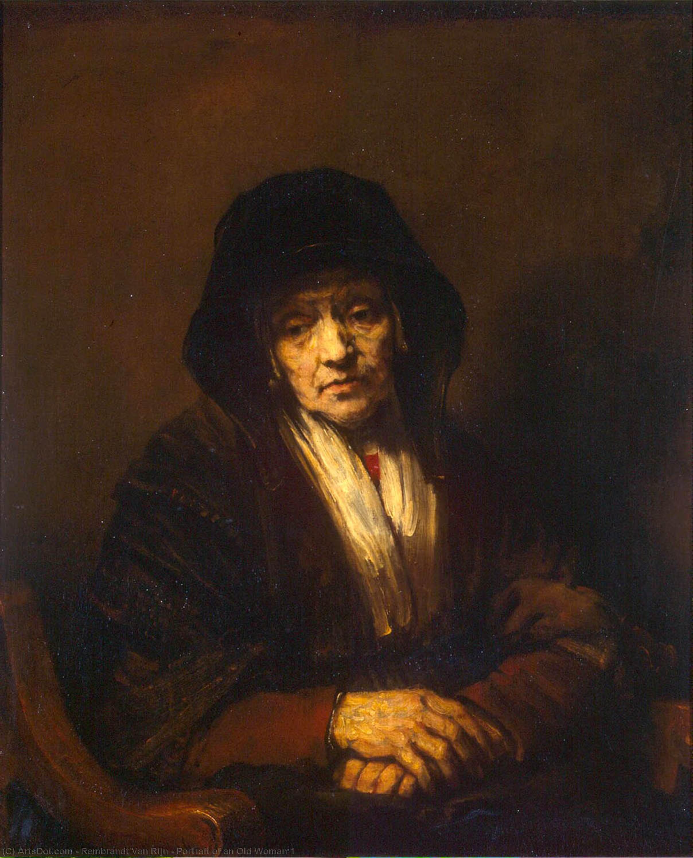 WikiOO.org - 百科事典 - 絵画、アートワーク Rembrandt Van Rijn - の肖像画 一つの 高齢女性 1