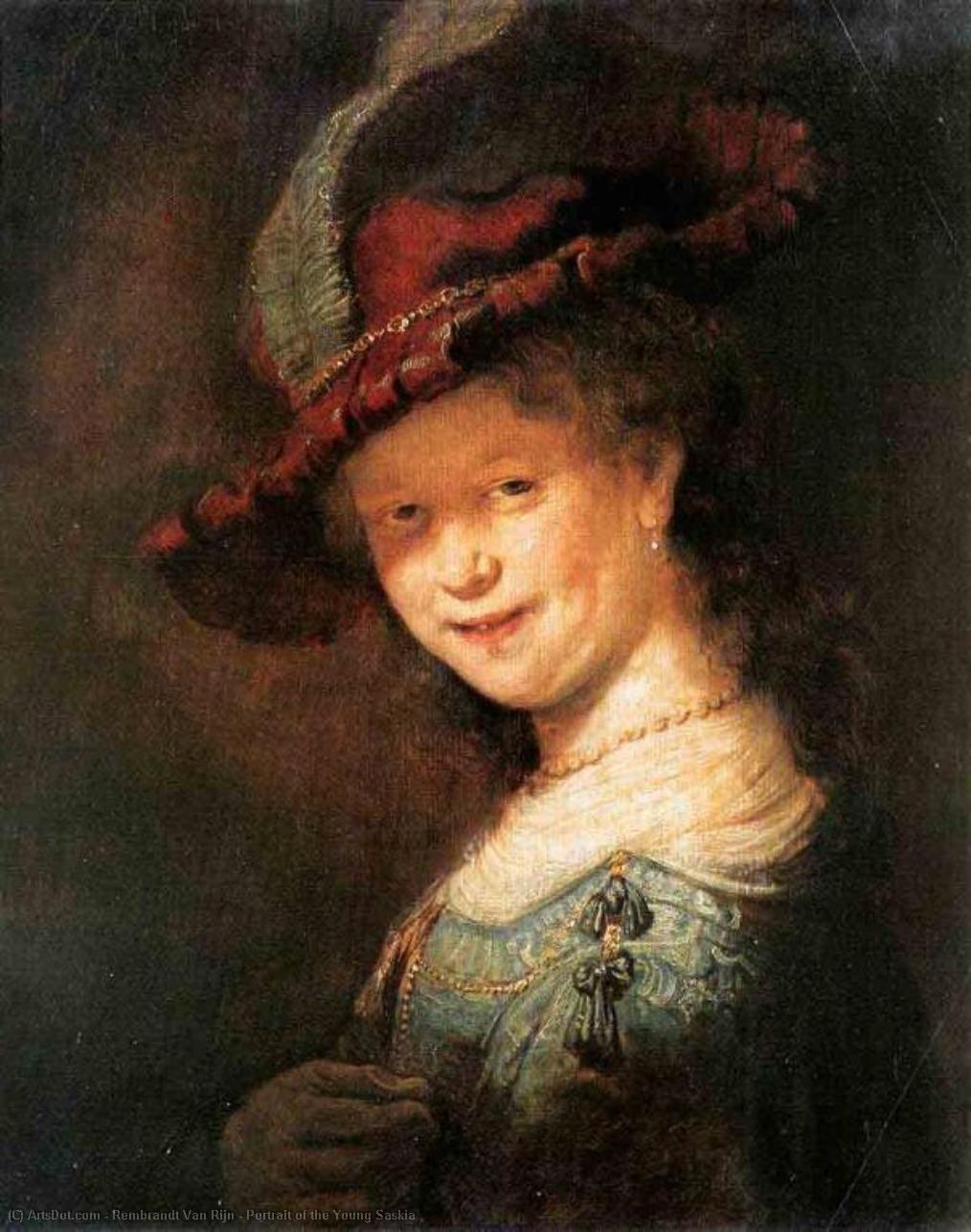 WikiOO.org – 美術百科全書 - 繪畫，作品 Rembrandt Van Rijn - 的肖像 年轻  萨斯基亚
