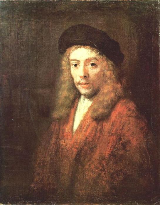 Wikioo.org - The Encyclopedia of Fine Arts - Painting, Artwork by Rembrandt Van Rijn - Portrait of Titus with a Big Beret (aka Portrait of a Young Man)