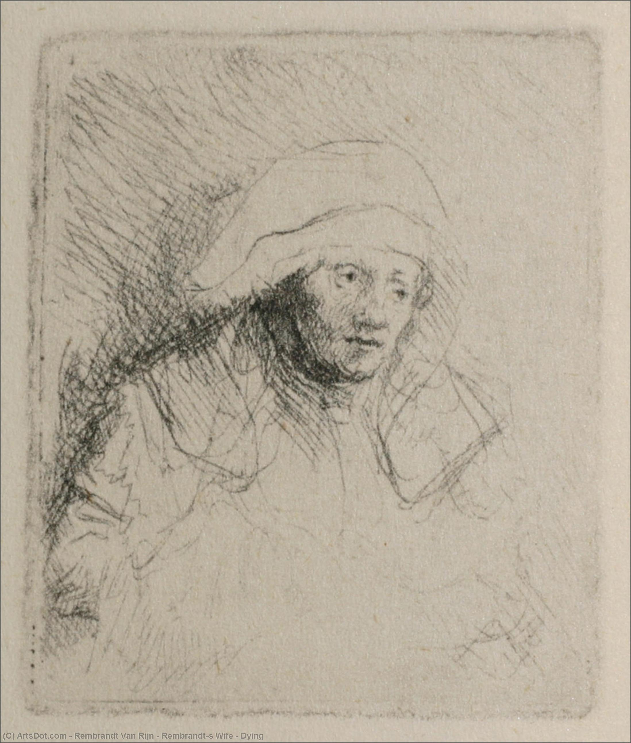 WikiOO.org - Güzel Sanatlar Ansiklopedisi - Resim, Resimler Rembrandt Van Rijn - Rembrandt's Wife - Dying