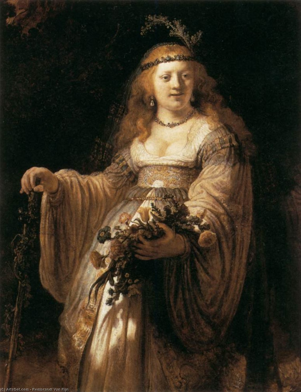 Wikioo.org - Die Enzyklopädie bildender Kunst - Malerei, Kunstwerk von Rembrandt Van Rijn - Saskia van Uylenburgh in arkadischen Kostüm
