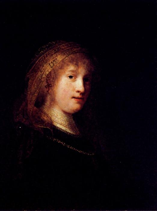 Wikioo.org - The Encyclopedia of Fine Arts - Painting, Artwork by Rembrandt Van Rijn - Saskia Wearing A Veil