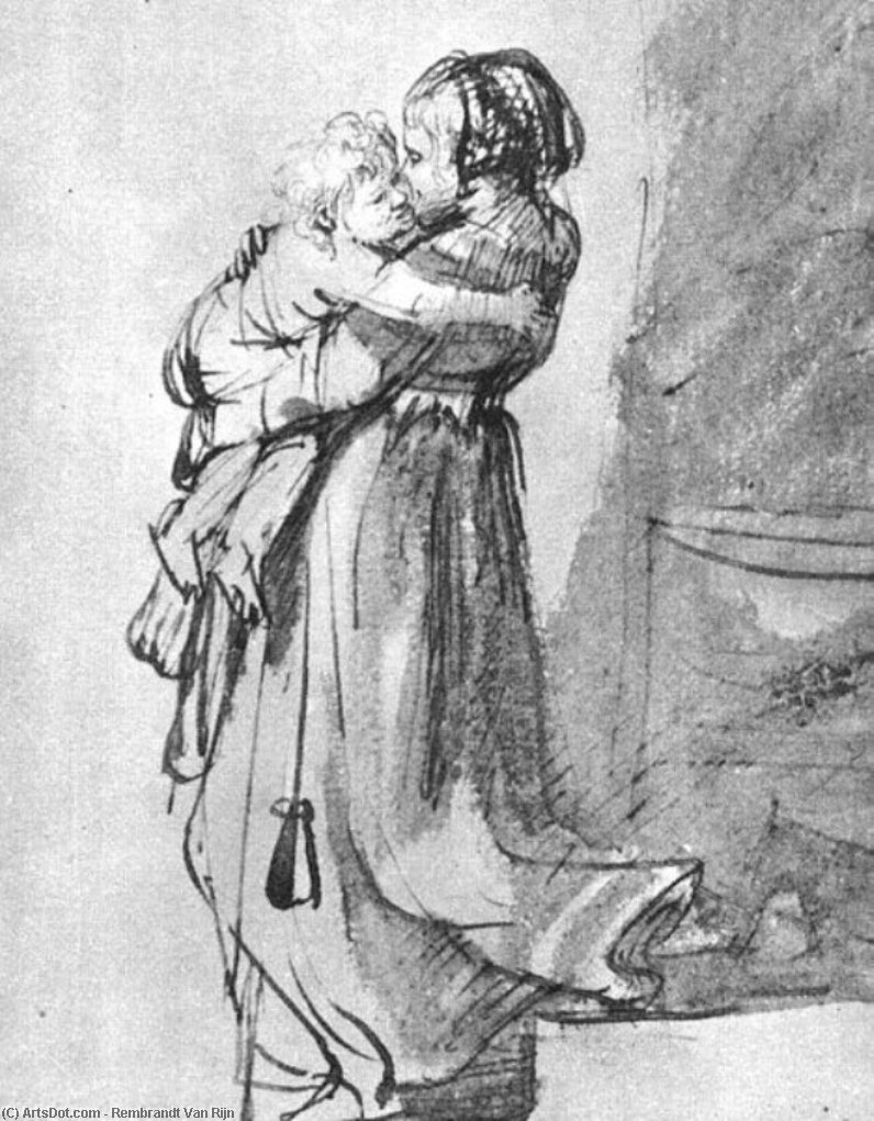 WikiOO.org - Енциклопедия за изящни изкуства - Живопис, Произведения на изкуството Rembrandt Van Rijn - Saskia with a Child