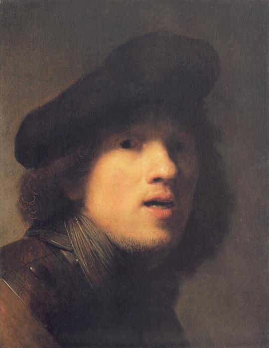 WikiOO.org - Енциклопедия за изящни изкуства - Живопис, Произведения на изкуството Rembrandt Van Rijn - Self Portrait with Gorget and Beret