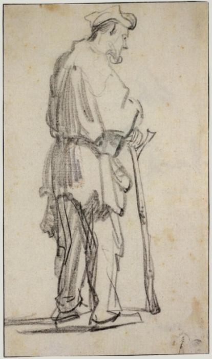 WikiOO.org - Εγκυκλοπαίδεια Καλών Τεχνών - Ζωγραφική, έργα τέχνης Rembrandt Van Rijn - Standing Beggar Turned to the Right