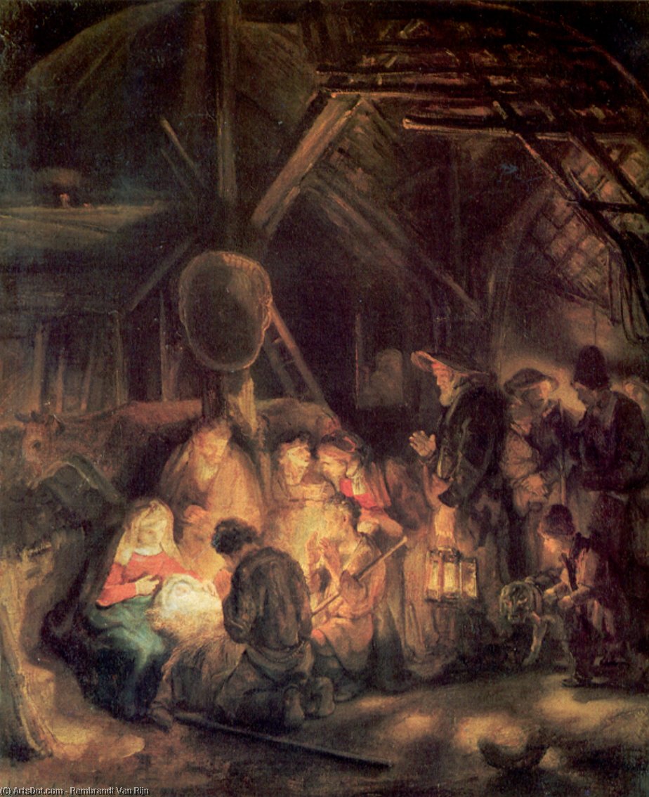 WikiOO.org – 美術百科全書 - 繪畫，作品 Rembrandt Van Rijn - 的崇拜 该shepards
