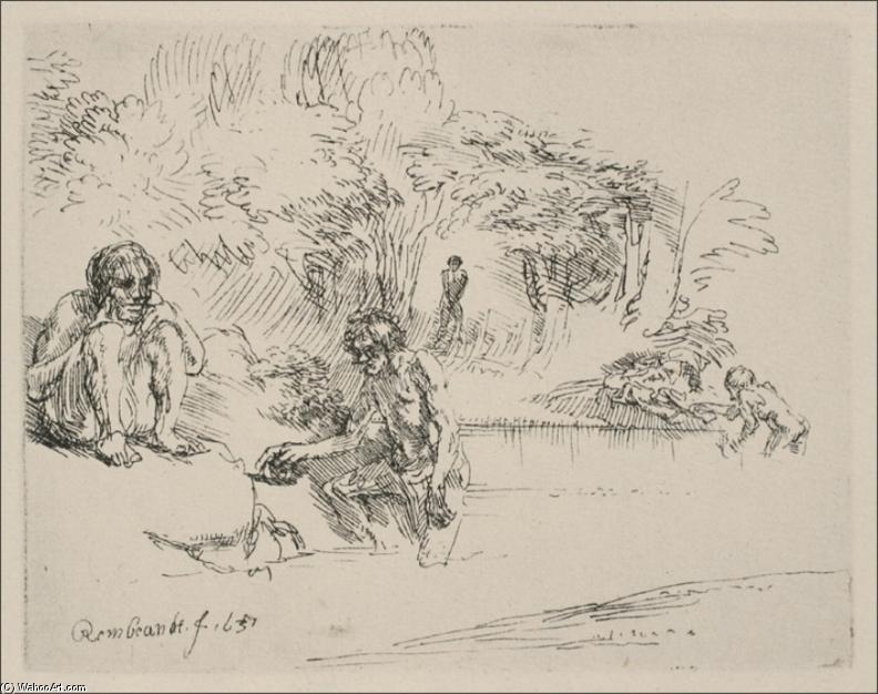 WikiOO.org - Enciclopédia das Belas Artes - Pintura, Arte por Rembrandt Van Rijn - The Bathers