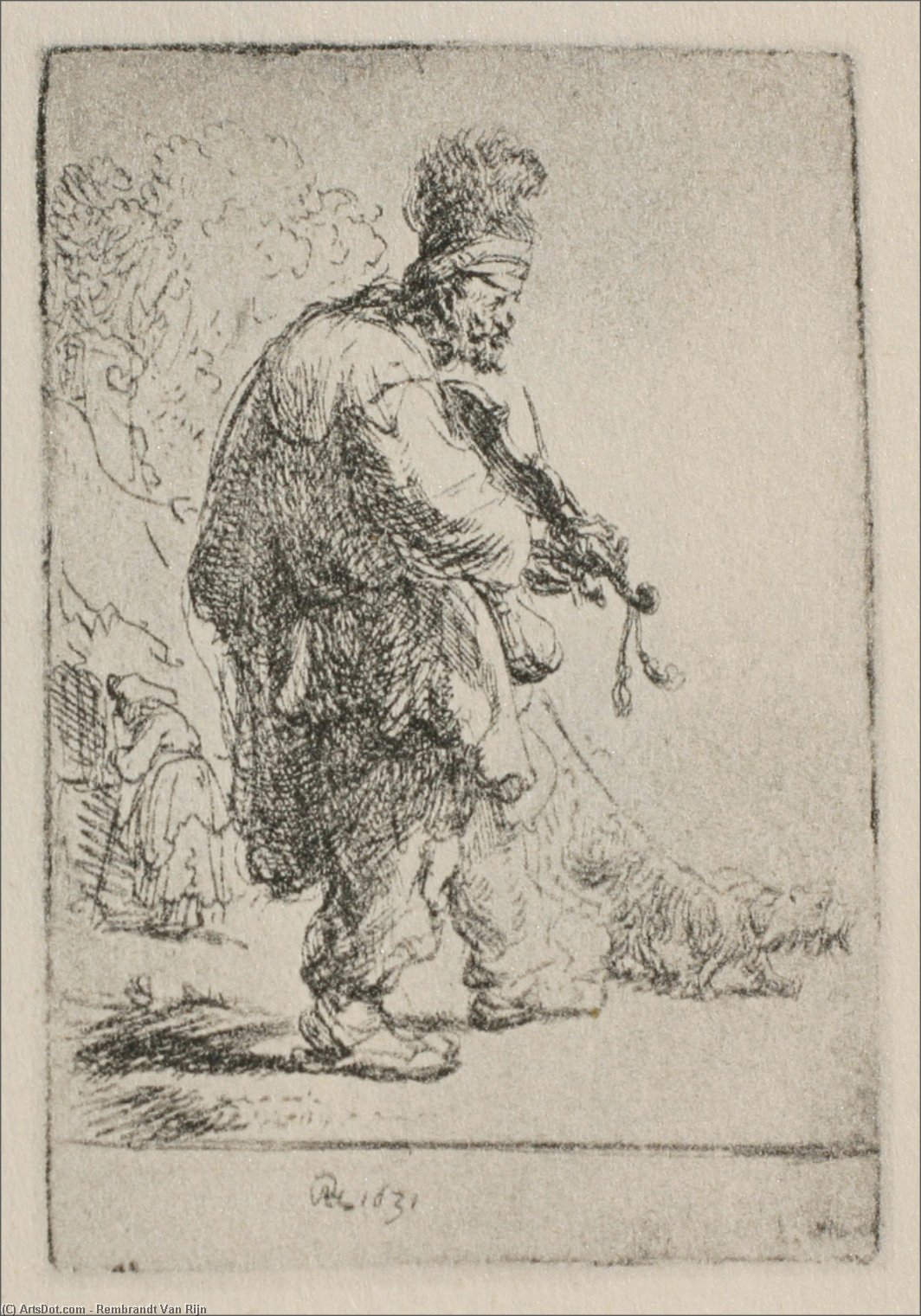 WikiOO.org - Encyclopedia of Fine Arts - Lukisan, Artwork Rembrandt Van Rijn - The Blind Fiddler