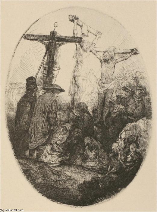 Wikioo.org – L'Encyclopédie des Beaux Arts - Peinture, Oeuvre de Rembrandt Van Rijn - La Crucifixion une  Ovale  plaque