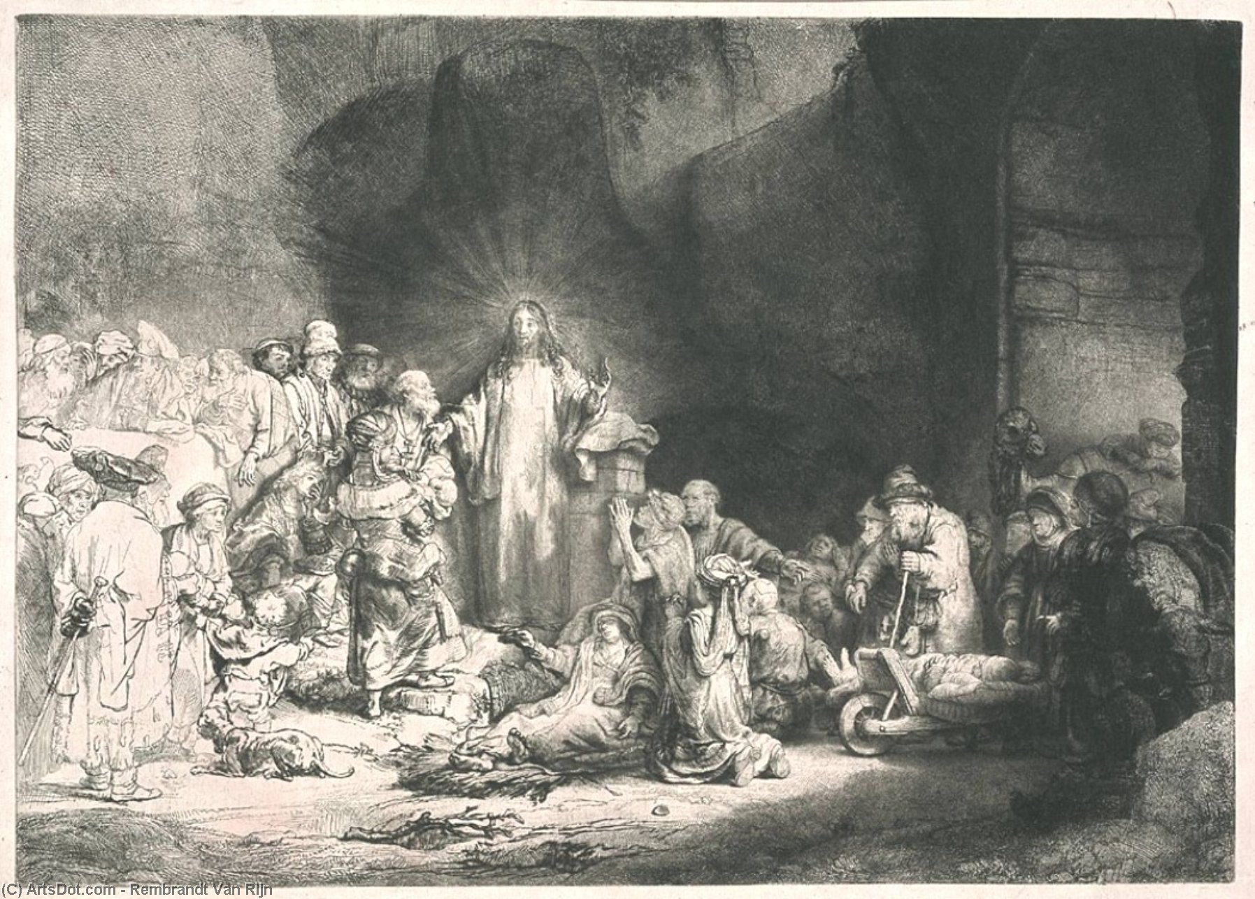 WikiOO.org - אנציקלופדיה לאמנויות יפות - ציור, יצירות אמנות Rembrandt Van Rijn - The Hundred Guilder Print