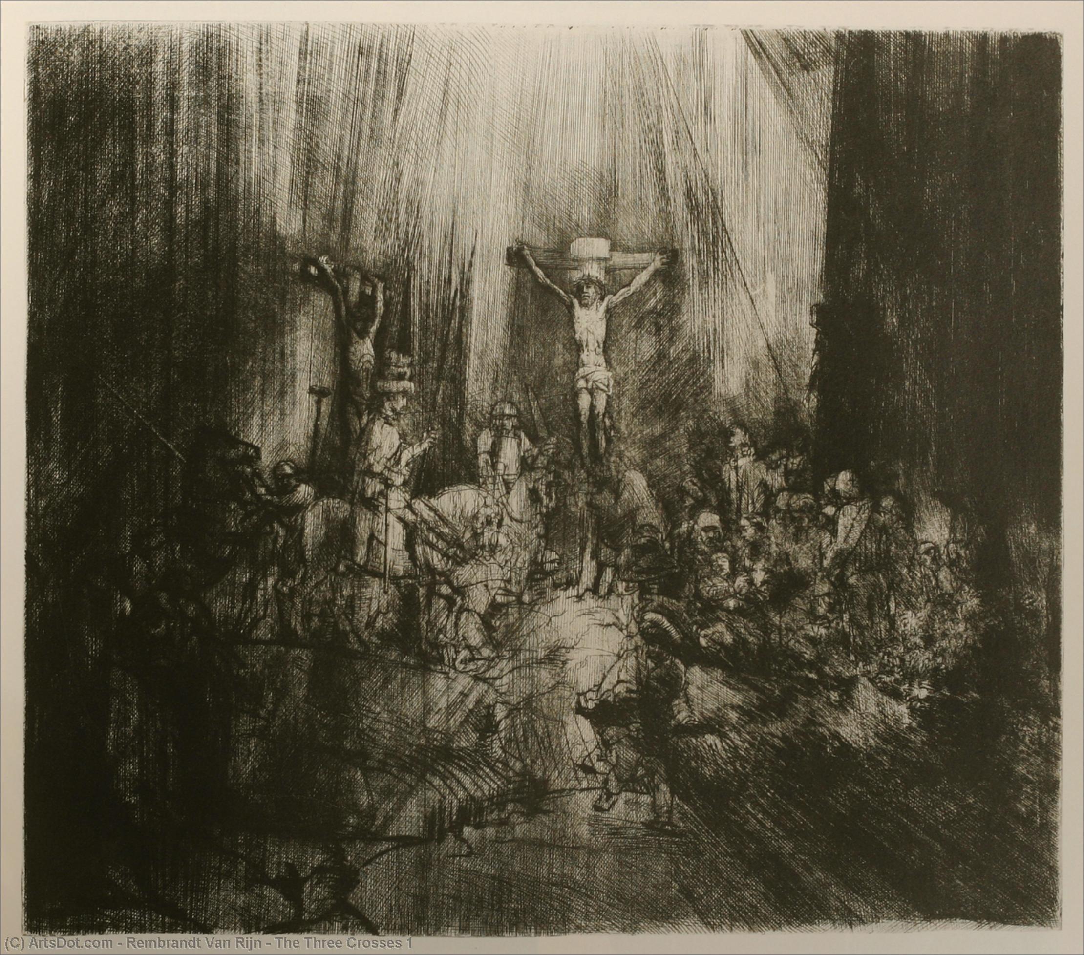 Wikioo.org - Encyklopedia Sztuk Pięknych - Malarstwo, Grafika Rembrandt Van Rijn - The Three Crosses 1