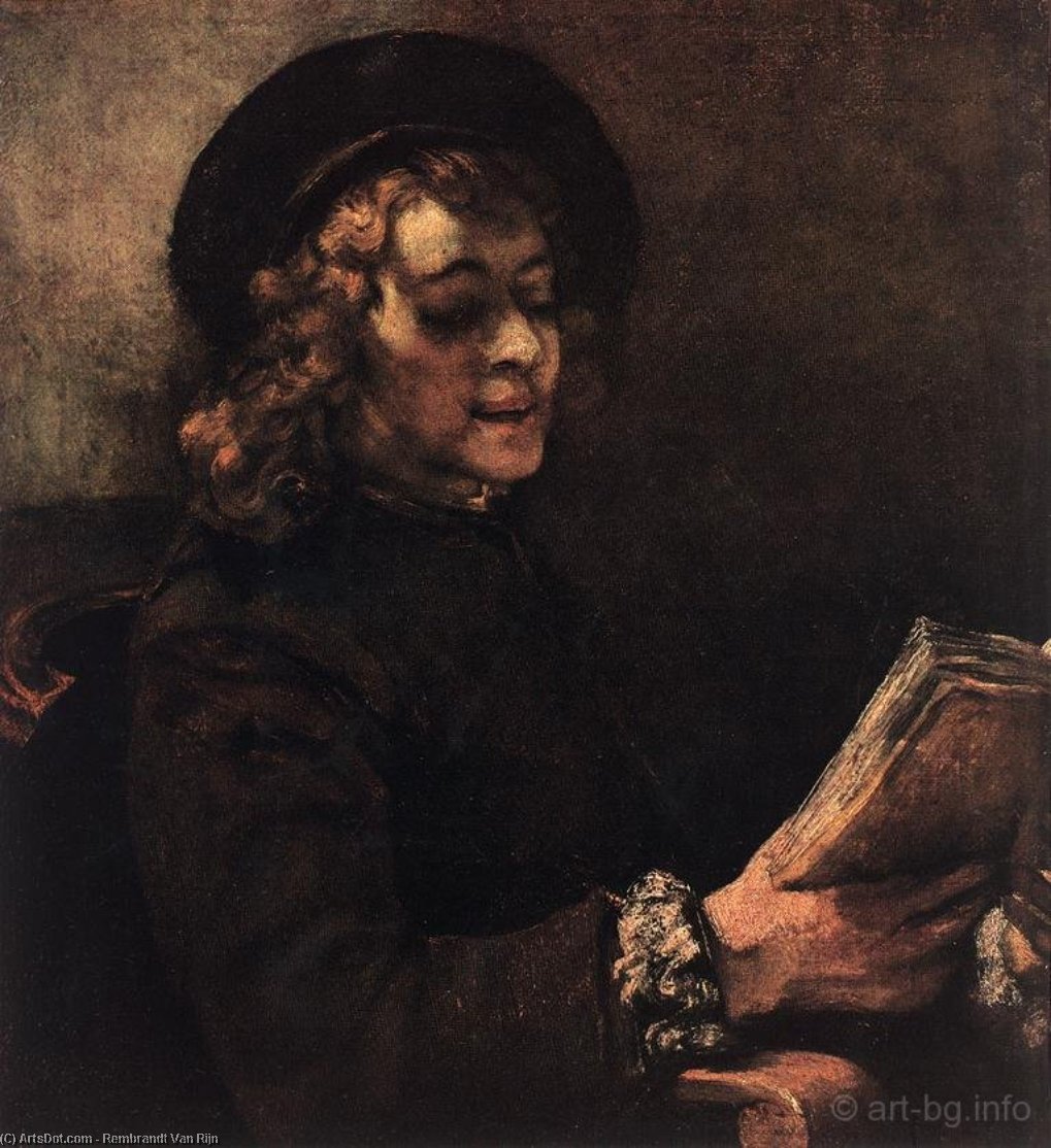 WikiOO.org - Encyclopedia of Fine Arts - Maleri, Artwork Rembrandt Van Rijn - Titus Reading