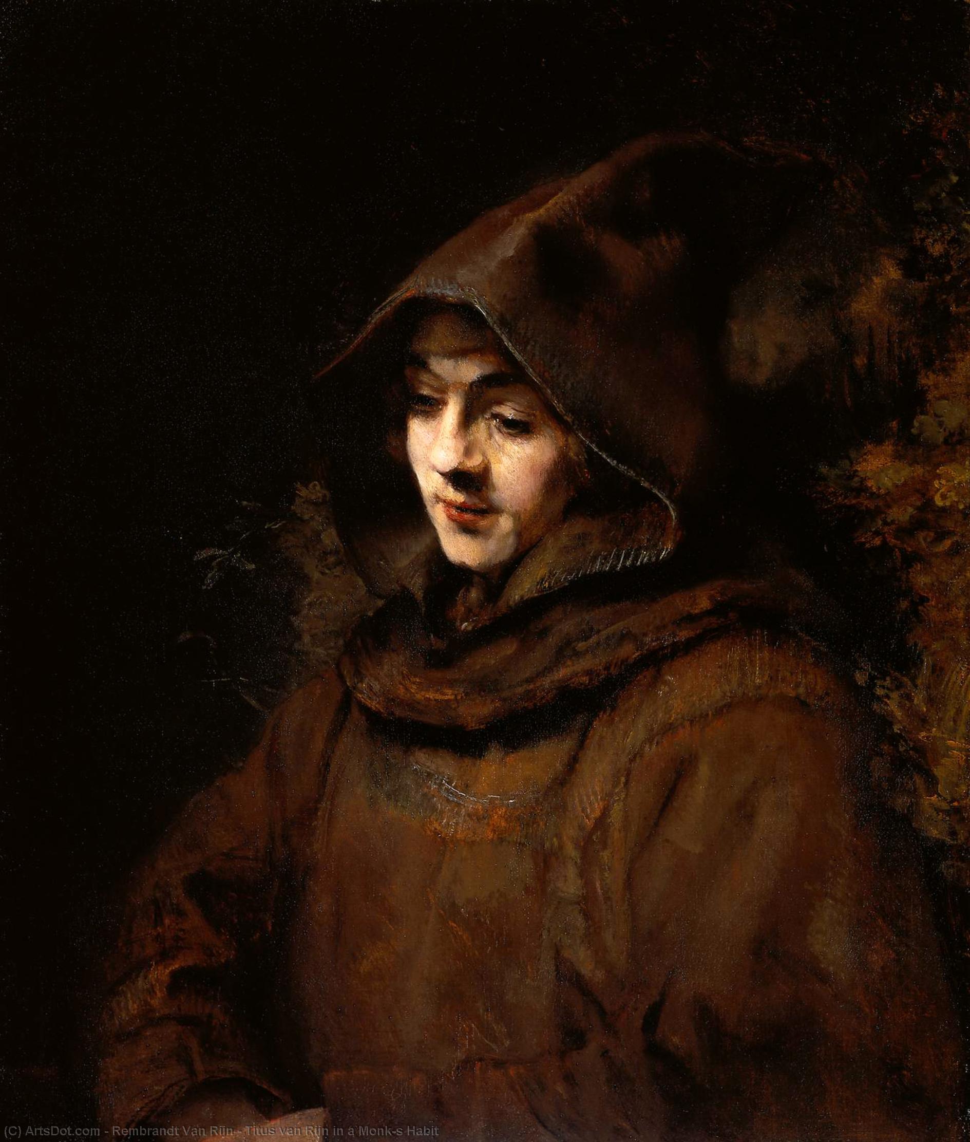 Wikioo.org - Encyklopedia Sztuk Pięknych - Malarstwo, Grafika Rembrandt Van Rijn - Titus van Rijn in a Monk's Habit