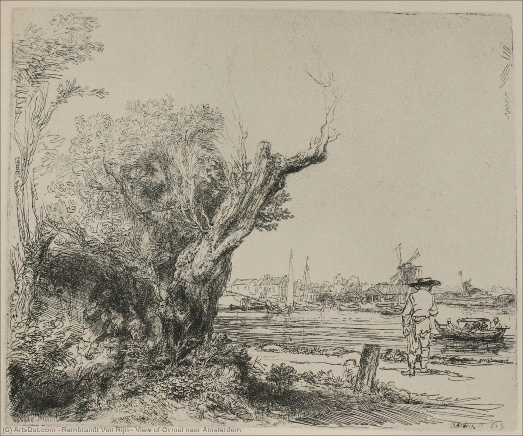 WikiOO.org - Encyclopedia of Fine Arts - Maľba, Artwork Rembrandt Van Rijn - View of Ovmal near Amsterdam