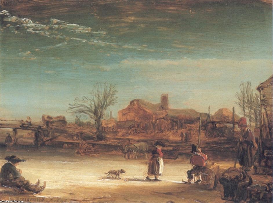 Wikioo.org - The Encyclopedia of Fine Arts - Painting, Artwork by Rembrandt Van Rijn - Winter-Landscape