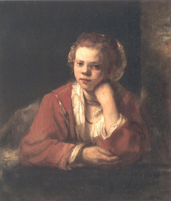 Wikioo.org - The Encyclopedia of Fine Arts - Painting, Artwork by Rembrandt Van Rijn - Young Woman at a Window